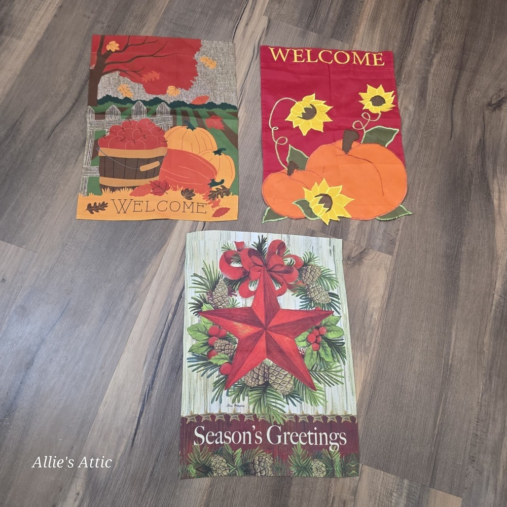 13 Flags Garden Small Large Christmas Santa Snowman Fall Pumpkin Dog Mix Lot - Picture 9 of 9